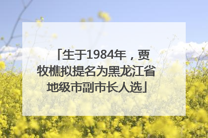 生于1984年，贾牧樵拟提名为黑龙江省地级市副市长人选