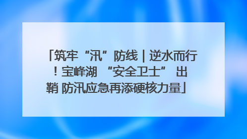 筑牢“汛”防线｜逆水而行！宝峰湖 “安全卫士” 出鞘 防汛应急再添硬核力量