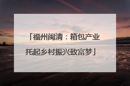 福州闽清：箱包产业托起乡村振兴致富梦