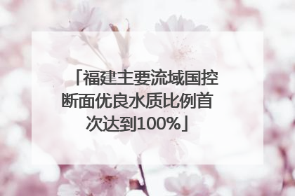 福建主要流域国控断面优良水质比例首次达到100%
