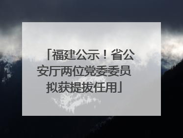 福建公示！省公安厅两位党委委员拟获提拔任用