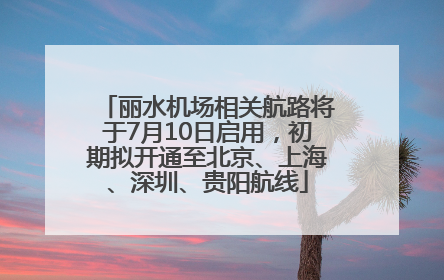 丽水机场相关航路将于7月10日启用，初期拟开通至北京、上海、深圳、贵阳航线