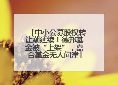 中小公募股权转让潮延续！德邦基金被“上架”，嘉合基金无人问津