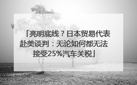 亮明底线？日本贸易代表赴美谈判：无论如何都无法接受25%汽车关税