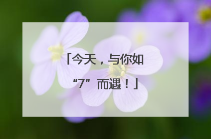 今天，与你如“7”而遇！