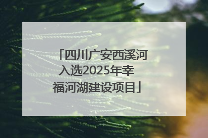 四川广安西溪河入选2025年幸福河湖建设项目