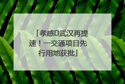 孝感⇋武汉再提速！一交通项目先行用地获批