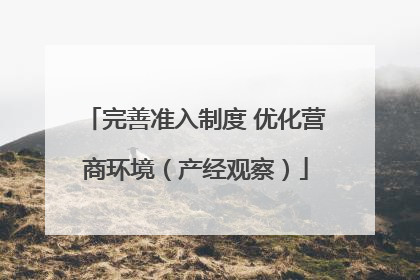 完善准入制度 优化营商环境（产经观察）