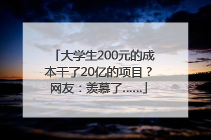 大学生200元的成本干了20亿的项目？网友：羡慕了……