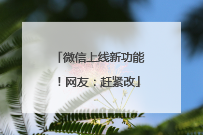 微信上线新功能！网友：赶紧改