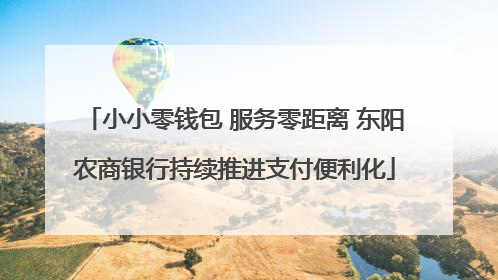 小小零钱包 服务零距离 东阳农商银行持续推进支付便利化