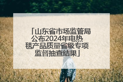 山东省市场监管局公布2024年电热毯产品质量省级专项监督抽查结果