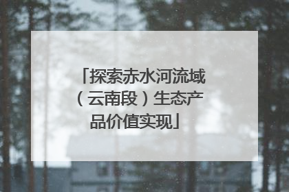 探索赤水河流域（云南段）生态产品价值实现