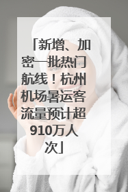 新增、加密一批热门航线！杭州机场暑运客流量预计超910万人次