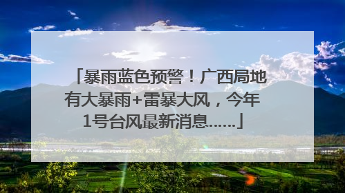 暴雨蓝色预警！广西局地有大暴雨+雷暴大风，今年1号台风最新消息……