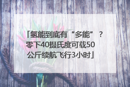 氢能到底有“多能”？零下40摄氏度可载50公斤续航飞行3小时