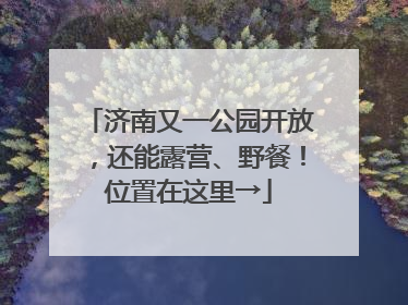 济南又一公园开放，还能露营、野餐！位置在这里→