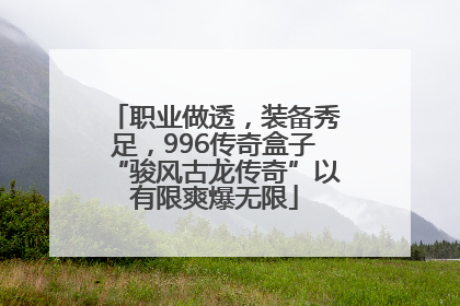 职业做透，装备秀足，996传奇盒子“骏风古龙传奇”以有限爽爆无限