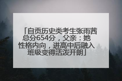 自贡历史类考生张雨茜总分654分，父亲：她性格内向，进高中后融入班级变得活泼开朗