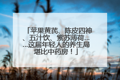 苹果黄芪、陈皮四神、五汁饮、紫苏薄荷……这届年轻人的养生局堪比中药房！