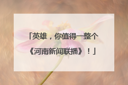 英雄，你值得一整个《河南新闻联播》！