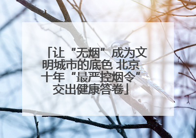 让“无烟”成为文明城市的底色 北京十年“最严控烟令”交出健康答卷