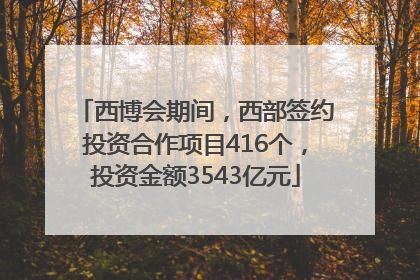 西博会期间，西部签约投资合作项目416个，投资金额3543亿元