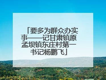 要多为群众办实事——记甘肃镇原孟坝镇东庄村第一书记杨鹏飞