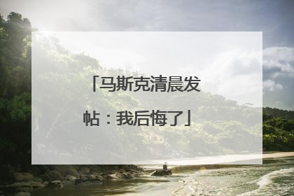 马斯克清晨发帖：我后悔了