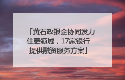 黄石政银企协同发力住更领域，17家银行提供融资服务方案